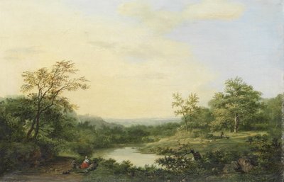 Un paesaggio fluviale romantico da Hendrik Pieter Koekkoek